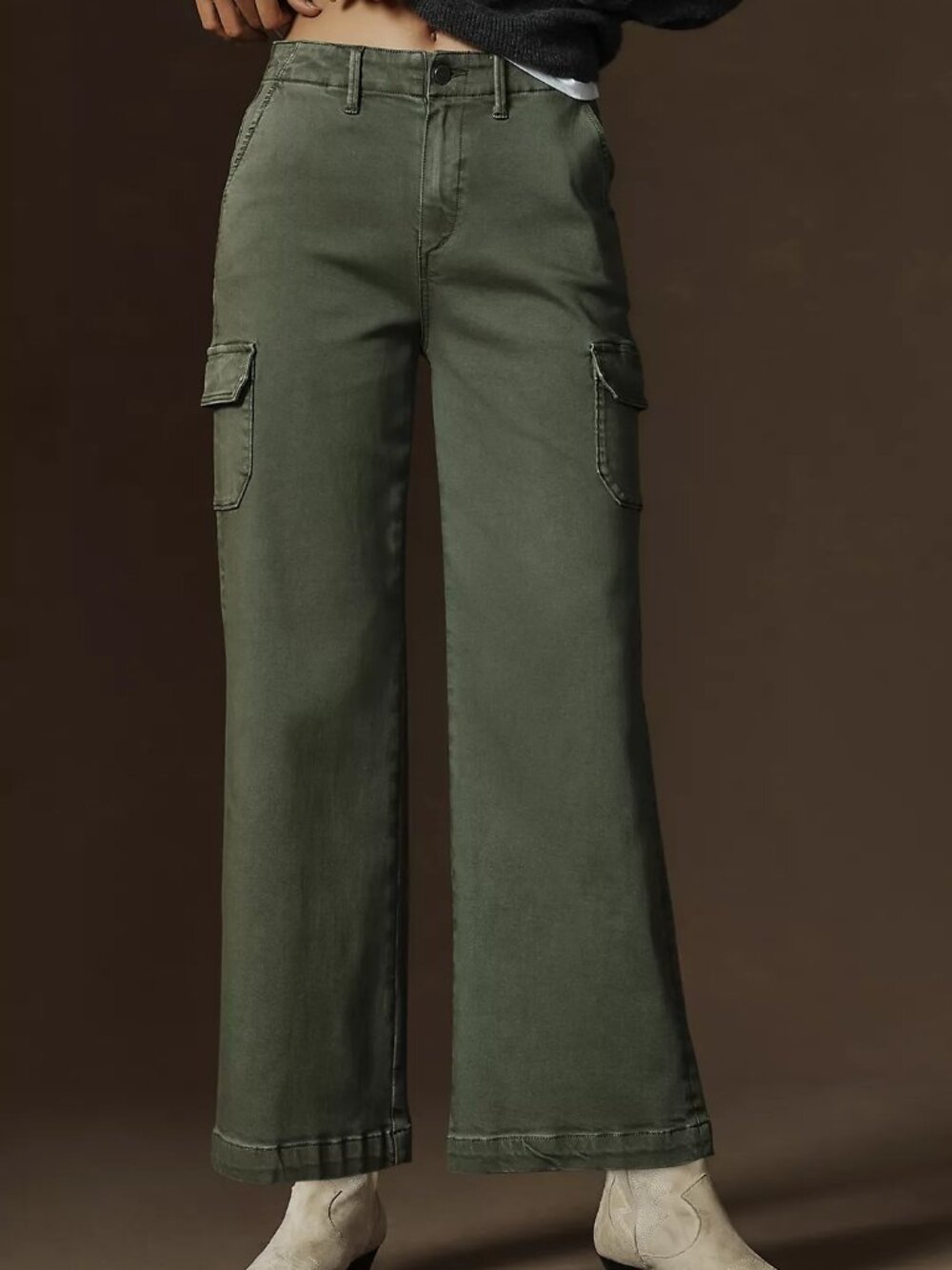 PAIGE Olive Green Wide-Leg Cargo Pants